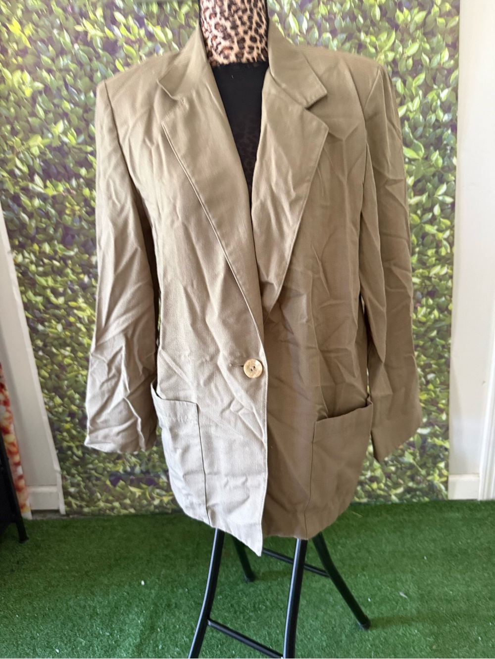 Olive beige-Green Women's Single-Button Blazerp13
